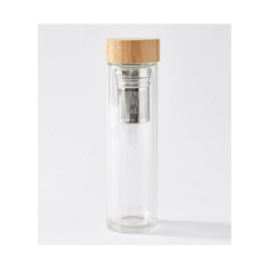 Chai Trà Thủy Tinh Hai Lớp Với Nắp Tre Lọc - Product Image 1