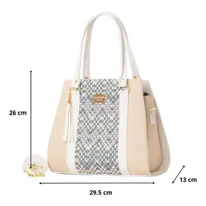 Bolso Tote Mediano de Yute para Mujer Fana Fauna, con Estampado de Leopardo Blanco, Bolso de Playa - Product Image 4