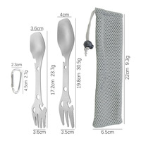 Fourchette-cuillère en titane pur, couverts de camping portables multifonctionnels avec ouvre-bouteille pour pique-niques - Design minimaliste moderne