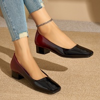 Chaussures élégantes pour femmes à bout carré et talon haut, en cuir verni, semelle extérieure en caoutchouc souple, talon bloc – Sexy, matures, grandes tailles