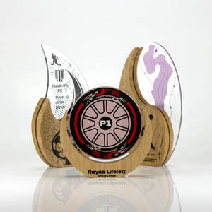 كأس خشبي شراع مطبوع 30 + 10 مناسبة للاحتفال بذكرى مرور عام على الخشب السميك أفضل حامل عرض جوائز - Product Image 5