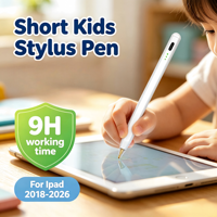 Stylet court de 2e génération avec fonction anti-rejet de la paume pour iPad Enfant 2018-2026 - Stylet actif rechargeable avec indicateur LED triple