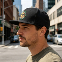 Unisex 6-panel hiphop snapback cap, premium kwaliteit casual street hat met ronde patch aan de voorkant, aangepast logo ontwerp voor heren