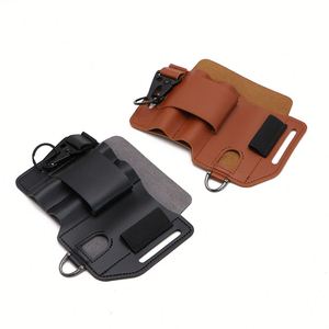 <b>Men's</b> Waist Belt Bag PU Leather Vintage Style EDC Tool Knife Torch Holder <b>Pouch</b> Multitool Sheath for Work - Product Image 2