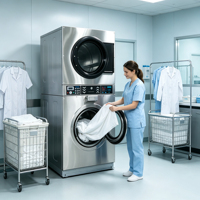 Laveuse-sécheuse commerciale empilable Tolcat tout-en-un : équipement de blanchisserie fiable pour le nettoyage des draps et des serviettes d'hôtel
