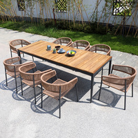 Nouveau design table et chaises 6 pièces ensemble de jardin chaise en rotin et osier table à thé ensemble de meubles bon marché