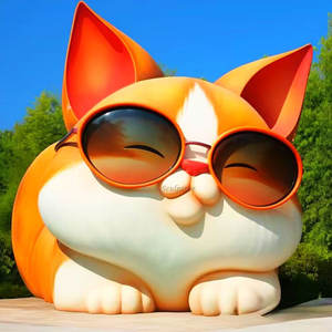 Lebensgroße Tierfigur aus Fiberglas und Kunstharz, Cartoon-Katze, für Gartendekoration, Parks und Einkaufszentren - Product Image 3