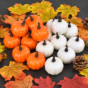 12pcs Mini Artificial White Pumpkins Set Fall Decor Faux Pumpkins for Kitchen Autumn Halloween Thanksgiving Graduation Easter - Product Image 2