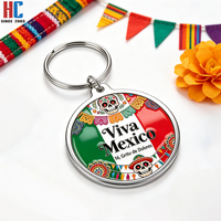 Porte-clés moderne en argent plaqué, personnalisé, fabriqué en usine depuis 23 ans, Viva Mexico, drapeau mexicain, souvenir du Jour de l'Indépendance mexicaine