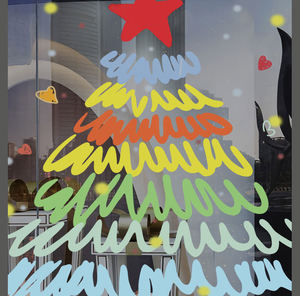 Removable Christmas Window <b>Sticker</b> Static Cling Transparent Decal Shop <b>Glass</b> Doors, Holiday Decoration for Café Storefront Home - Product Image 1