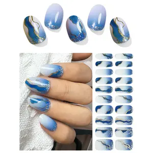 Ocean Wave Semi Cured Gel Nail Wraps 20 Stickers UV Gel Art Polish Stickers For Nails