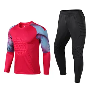 Men's Adult Soccer Training Goalkeeper Uniforms Protective Sponge long Sleeve Football Goalkeeper Jersey shirt and Pants