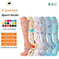 Nouvelles chaussettes de compression tricotées de haute qualité 15-20 mmHg à compression graduée pour le sport en plein air, la course, les femmes, les hommes et les soignants