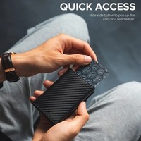 Dompet Kulit Asli Lipat Otomatis dengan Logo Kustom, Dompet Tipis Portefeuille Homme, Tempat Kartu