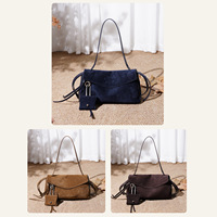 Sac à bandoulière en cuir véritable suédé de vachette OEM, sac à rabat vintage, sac bandoulière multi-usage, vente en gros, logo personnalisé