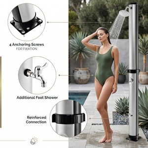<span class=keywords><strong>Douche</strong></span> extérieure <span class=keywords><strong>solaire</strong></span> 2 sections de 72 pieds et 10 gallons avec pommeau rotatif et robinet au pied – Idéale pour jardin, plage, spa - Product Image 4