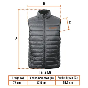 Truper <b>Men's</b> Lightweight Primaloft Down <b>Vest</b> Gray Sleeveless Stand Collar Zipper Front Solid Color Regular Fit Warm Winter Outer - Product Image 4