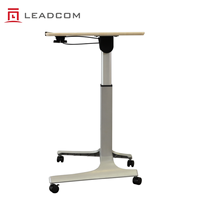 Bureau mobile pliable pneumatique LEADCOM LS-QF60 avec système de levage pneumatique, table de bureau pliable avec roulettes pour salle de réunion et de formation