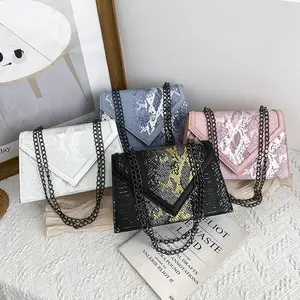 2021 New Fashion Girls Snake Printing Hand Bags Woman Chain Purses Ladies Cute Handbags