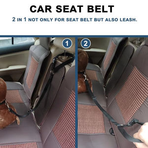 Tali pengaman mobil hewan peliharaan, sabuk pengaman kursi belakang nilon warna polos dapat disesuaikan dua-dalam-satu dengan kerah Harness bergaya untuk anjing - Product Image 4