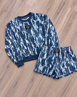 Ensemble survêtement décontracté 2 pièces pour femme : sweat-shirt rose camouflage à col rond et manches longues avec logo personnalisé et short