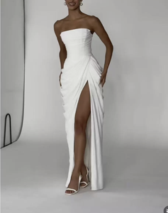 Abito da donna elegante giallo senza spalline <span class=keywords><strong>con</strong></span> <span class=keywords><strong>spacco</strong></span> e struttura a corsetto, per l'estate, per feste e serate, tinta unita, all'ingrosso, 2026 - Product Image 3