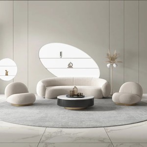 Tessuto nordico divano curvo luce di lusso salone di bellezza semplice design moderno negozio di abbigliamento creativo agnello velluto netto rosso - Product Image 5