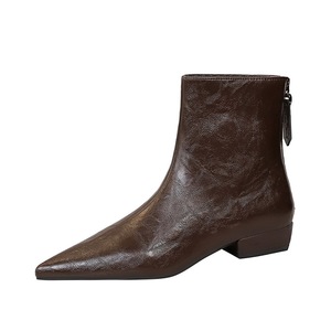 Bottes rétro pour femmes, <span class=keywords><strong>talon</strong></span> bas, <span class=keywords><strong>talon</strong></span> épais, fermeture éclair, coupe ajustée, motif pan, semelle en caoutchouc, doublure en PU, hauteur genou, pour l'hiver - Product Image 5