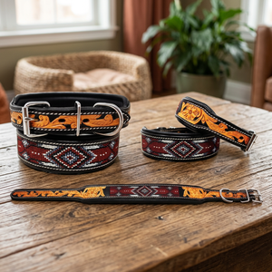 ปกหนังสุนัขแบบตะวันตกทำด้วยมือลายพิเศษทึบออกแบบตกแต่งด้วยหมุดด้วยลูกปัดแกะสลักเฉพาะบุคคล - Product Image 3