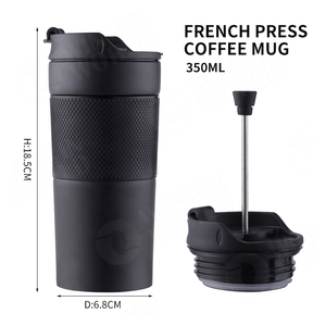 Ensemble de presse à café de voyage, presse à café et à thé de voyage en acier inoxydable, 15 onces, .45 litres, noir - Product Image 3
