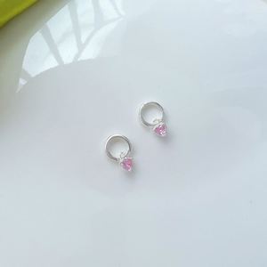 Dylam Luxury Design Trendy Women Fine Jewelry 925 Sterling <b>Silver</b> Rhodium Plated Pink 5A Cubic Zirconia Dangle <b>Hoop</b> <b>Earring</b> - Product Image 2
