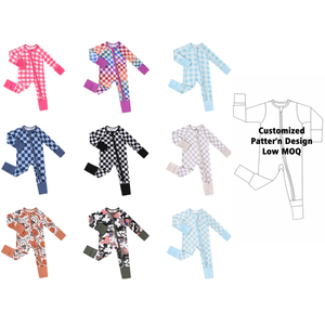 Piyama Bayi Bambu Bergaris Set Pakaian Bayi Baru Lahir Motif Kotak-kotak Multi Warna Ramah Lingkungan Desain Bebas Kustom Set Pakaian Bayi - Product Image 1
