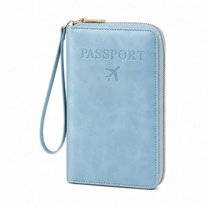 Porta Pasaportes Multifuncional Personalizado de Cuero PU, Bolsa para Certificados de Viaje, Cartera para Tarjetas y Boletos con Correa - Product Image 5