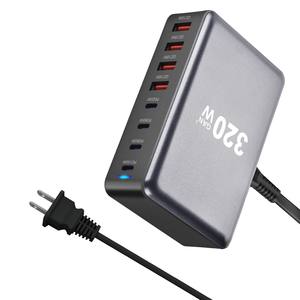Chargeur GaN 320W haute puissance 4 ports USB-C et 4 ports USB, charge rapide, prise universelle de bureau pour UE, Royaume-Uni, Australie, États-Unis, OTP pour ordinateur portable et téléphone - Product Image 3