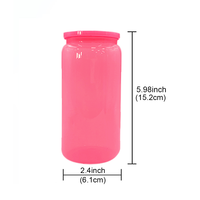 Entrepôt aux États-Unis 16oz clair coloré Macaron gelée couleur plastique acrylique PP 16oz canette de bière en plastique avec couvercle en plastique PP et paille