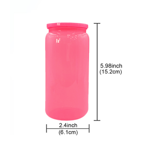 EE. UU. Almacén 16oz Claro Colorido Macaron Jalea Color Plástico Acrílico PP 16oz Plástico Lata de <span class=keywords><strong>cerveza</strong></span> con tapa de plástico PP y pajita - Product Image 2