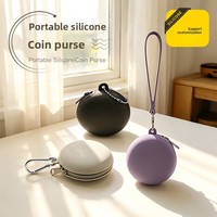 Étui en silicone pour écouteurs et porte-monnaie avec fermeture éclair - Étui à clés suspendu pour extérieur, organisateur de câbles de données et mini sac