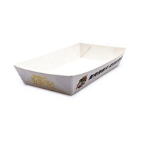Plateau en carton jetable personnalisé imprimé en gros, recyclé, en papier kraft pour hot-dogs, pour l'emballage de fruits et de restauration rapide