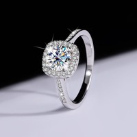 Bague Moissanite Halo en Gros, Argent Sterling 925 Plaqué Or 18K, Certifiée GRA, pour Femme, Fiançailles, Mariage, Demande en Mariage