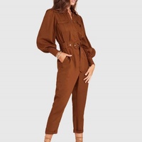 Vente en gros de combinaison une pièce personnalisée avec ceinture en coton décontractée à la mode automnale