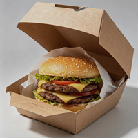 Boîte à hamburger pliable en papier kraft RUNWELL, matériau recyclé, conteneur jetable pour emporter, emballage alimentaire