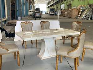 Table à manger en acier et marbre nordique moderne en gros, 8, 10, 12 places, pour la maison, l'hôtel, la villa, table à manger en pierre <span class=keywords><strong>Dali</strong></span> - Product Image 5