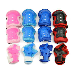 Juego de 6 piezas de protectores de codo y rodilla para niños, equipo de protección transpirable para patines de ruedas, unisex, rojo, azul, rosa - Product Image 1