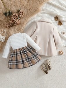 Ensemble veste et robe à nœud pour bébé <span class=keywords><strong>fille</strong></span>, mignon, printemps, 2 pièces, col chaud, bouton simple, respirant - Product Image 2