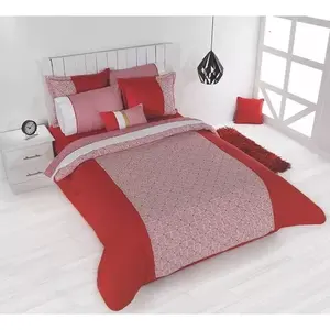 Juego de Funda Nórdica Doble Roja Baruk con Sábanas, 12 Piezas, Patrón Geométrico, Poliéster, Estilo Moderno, Ropa de Cama para el Hogar - Product Image 3