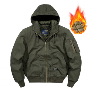 Chaqueta Bomber con Capucha de Algodón para Hombre, Otoño Invierno, Gruesa, Resistente al Viento, con Múltiples Bolsillos, Estilo Casual para Exteriores, Venta al Por Mayor, Dropshipping, OEM - Product Image 1