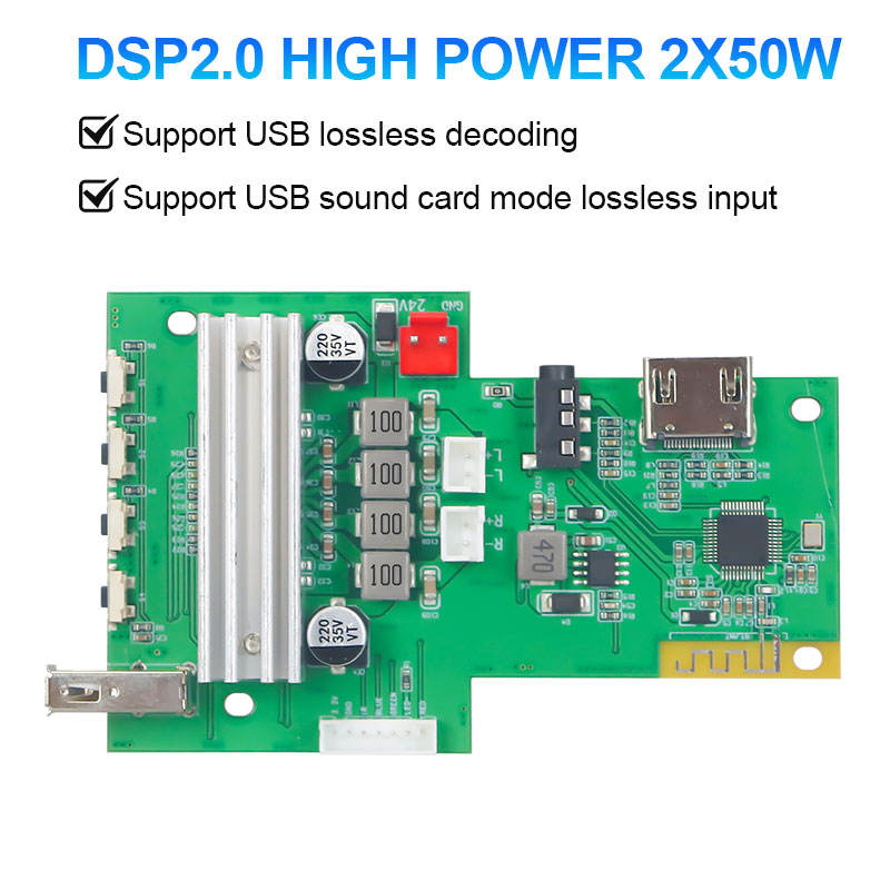 VIRE DSP ALL Channel for Digital HIFI Sound Board Amplifier Wireless Stereo 2*50W AMP Mp3 Module