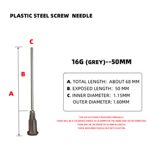 ชิ้นส่วนเครื่องหมุนใช้ในอุตสาหกรรมเข็มเกลียวพลาสติก16ก. (สีเทา)-50มม. ความแม่นยำสูง - Product Image 2