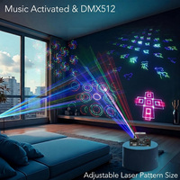Projecteur laser multicolore 2W pour fêtes, animation 3D, éclairage de scène intérieur DMX-512 pour mariage, boîte de nuit, télécommande