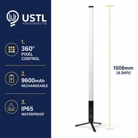 Tubo de Píxeles LED Inalámbrico con Batería, 360 Grados RGBWA 5 en 1, Control por APP y DMX, 32 Píxeles, 1750K-10000K, Directo de Fábrica OEM